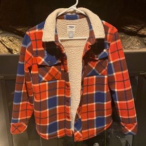 Boys L (10/12) Sherpa Lined Plaid Jacket